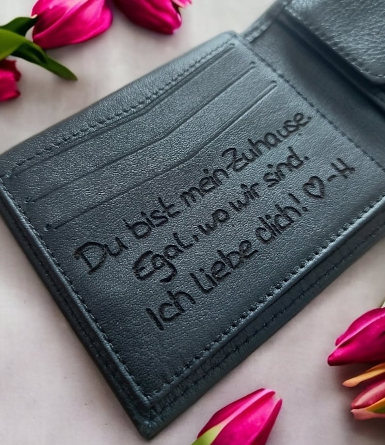 Handschritf Brieftasche,Leder Portemonnaie für Männer,Handschrift Geschenke für Ihn,Graviertes Portemonnaie,Weihnachtsgeschenke, Bild 5