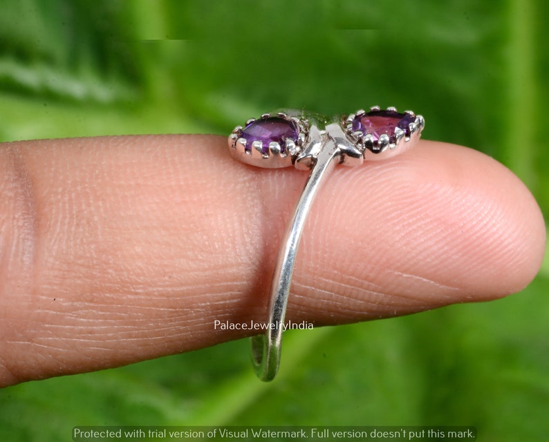 Amethyst ring Gemstone ring Sterling silver ring Dainty ring Valentine day gift ring for her Handmade ring Rings Girlfriend ring