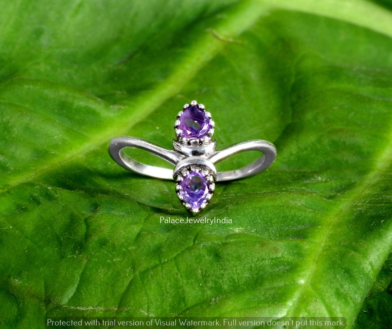 Amethyst ring Gemstone ring Sterling silver ring Dainty ring Valentine day gift ring for her Handmade ring Rings Girlfriend ring