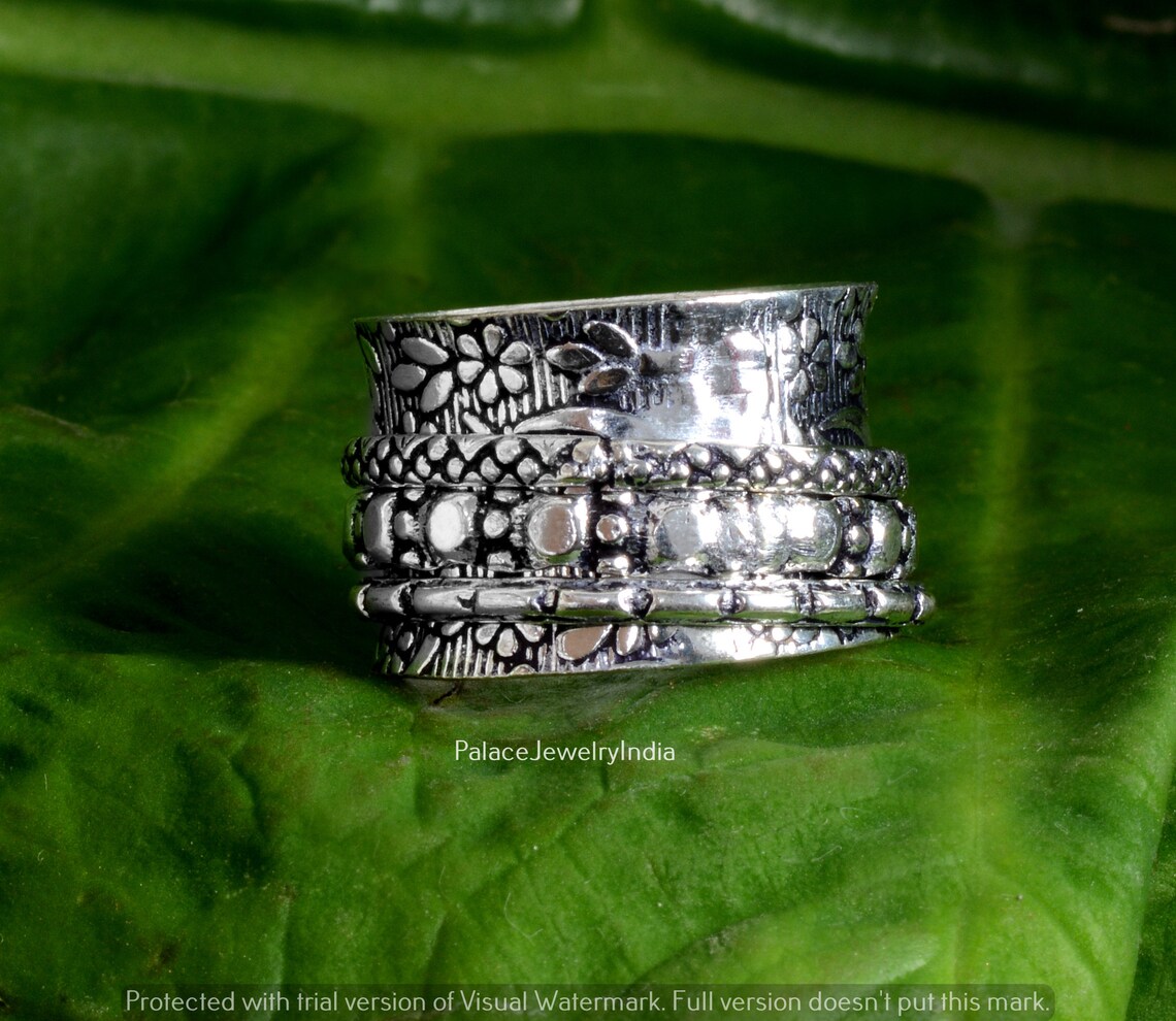 Sterling Silver Unique Spinner ring Handmade ring Boho ring Etsy