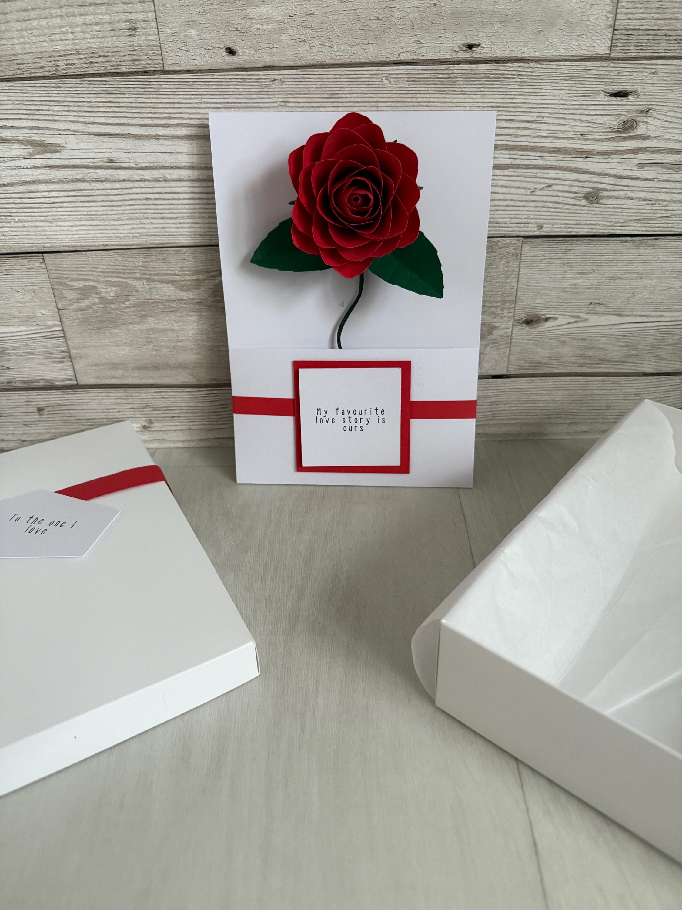 Personalized 3D Paper Rose Card, Valentine's Day Gift With Gift Box - Etsy