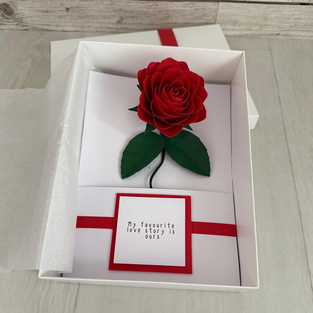 Personalized 3D Paper Rose Card, Valentine's Day Gift With Gift Box ...