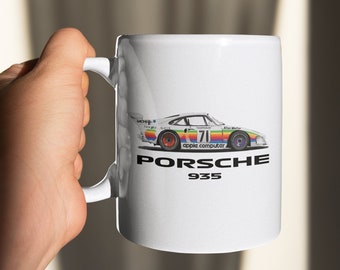 Taza de café Porsche, tazas de carreras, taza de café Porsche 935, taza de cerámica apta para microondas y lavavajillas, ideas de regalos Porsche para él y ella