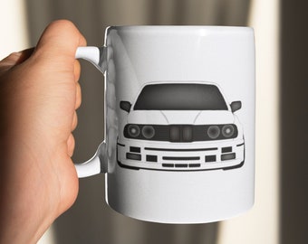 Taza BMW E30 M3: diseño icónico de coche clásico, perfecta para entusiastas de los coches y amantes de BMW, taza de cerámica de 11 oz