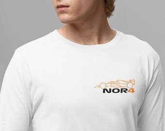 Blanco Fórmula 1 Lando Norris manga larga, F1 Racing manga larga, Fórmula Uno, Regalo de Fórmula 1, Regalo de F1, Camisa de Fórmula Uno, Camisa de fan de F1