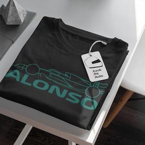 Schwarz Fernando Alonso inspiriert F1 Shirt, Alonso Fan Shirt, Formel 1 Schablone Shirt, Aston Martin F1, Aston Martin Team Shirt