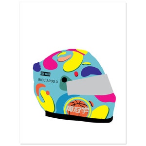 Daniel Ricciardo Inspired Kiss Cut Stickers - Ricciardo Helmet Design Sticker | Birthday Gift for F1 Fans | [3in by 4in]