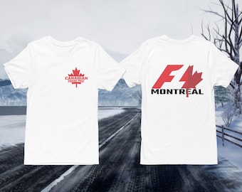 Camiseta blanca de Fórmula 1 con diseño del Gran Premio de Canadá - Ropa de carreras de F1 para fanáticos - Camiseta de manga corta del Gran Premio de Fórmula Uno