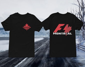 Camiseta negra de Fórmula 1 con diseño del Gran Premio de Canadá - Ropa de carreras de F1 para fanáticos - Camiseta de manga corta del Gran Premio de Fórmula Uno