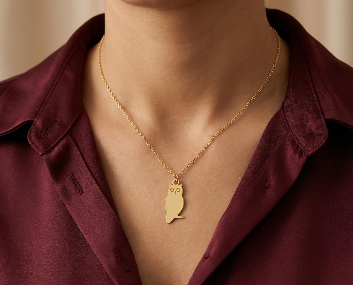Owl Pendant - Owl Necklace Charm - Wise Owl Jewelry - Minimalist Owl Charm - Night Owl Pendant