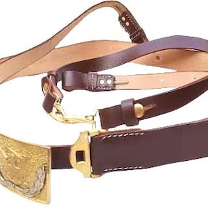 US American Civil War Cavalry Union Officers Army Hand Made Leather Sword Belt Shoulder Strap With Eagle Buckle Reenactment Reproduction
