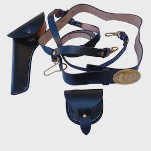 U.S Civil War World war Cavalry  Army Officer Leather Sword US Belt Buckle Union Belt Cap Pouch With Holster Hand Made Reenactment Repro