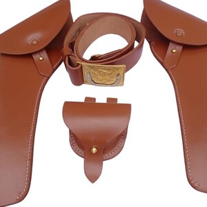 US Civil War World war Cavalry Officer NCO Leather Belt Union Army Belt Cap Pouch With Holsters Hand Made Reenactment Reproduction Tan Color