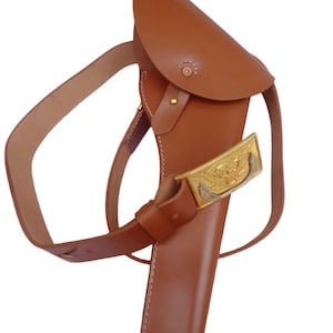 U.S American Civil War World war Cavalry Officer NCO Leather Eagle Buckle Belt Union Army Belt With Holster Hand Made Reenactment Tan Color