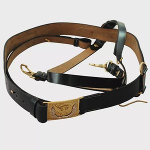 US Civil War Cavalry Union Officers Army Hand Made Leather Sword Belt With Eagle Buckle Reenactment Reproduction