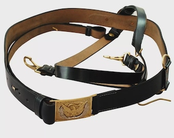 US Civil War Cavalry Union Officers Army Leather Sword Belt & Eagle Buckle