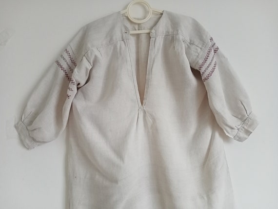 865 Shirt mens linen woven antique Tunic universa… - image 7