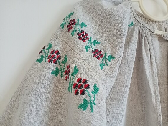 160 Shirt hemp homespun antique Dress embroidered… - image 9