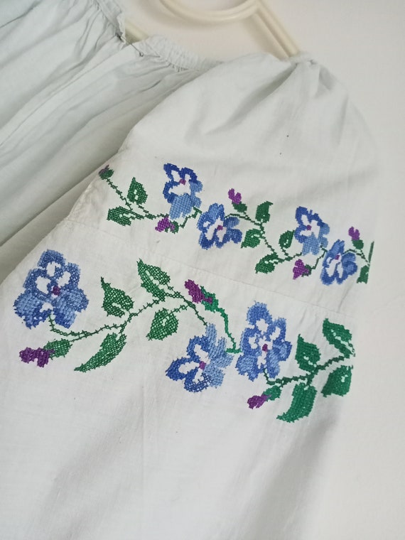 837 Shirt blue embroidered antique Dress Ukrainia… - image 5