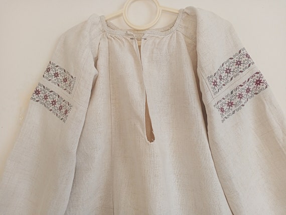 778 Dress linen woven vintage Shirt Ukrainian ant… - image 2