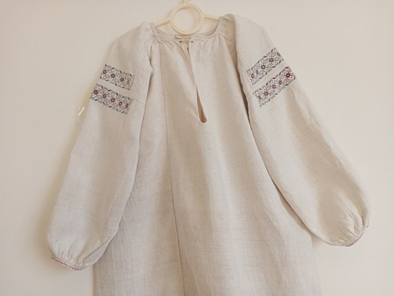 778 Dress linen woven vintage Shirt Ukrainian ant… - image 1