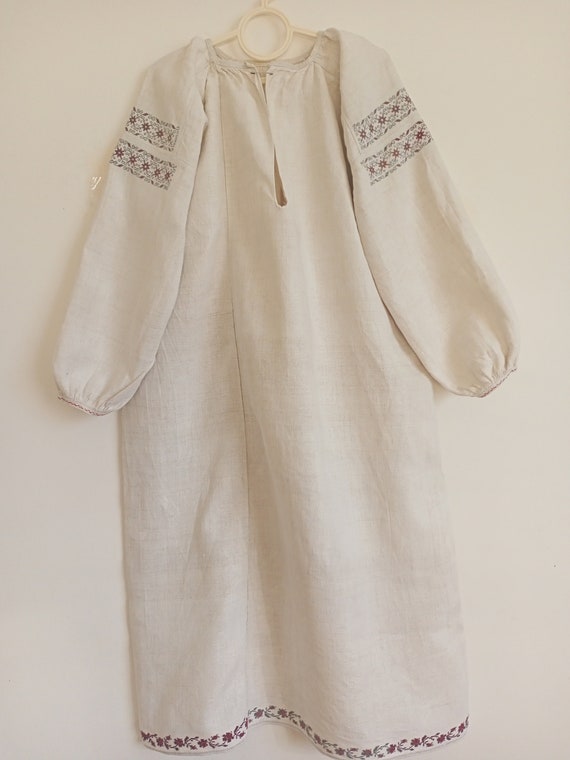 778 Dress linen woven vintage Shirt Ukrainian ant… - image 9