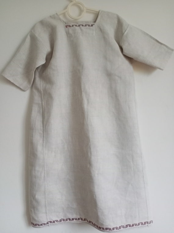 587 Dress rural archaic Shirt linen woven antique… - image 4