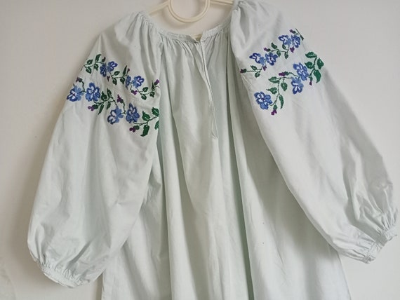 837 Shirt blue embroidered antique Dress Ukrainia… - image 9