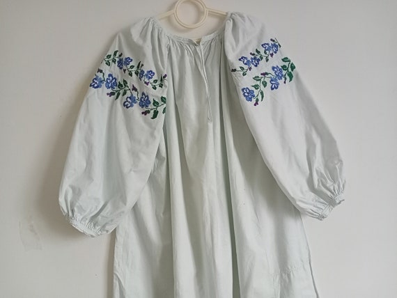 837 Shirt blue embroidered antique Dress Ukrainia… - image 1