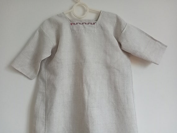 587 Dress rural archaic Shirt linen woven antique… - image 7