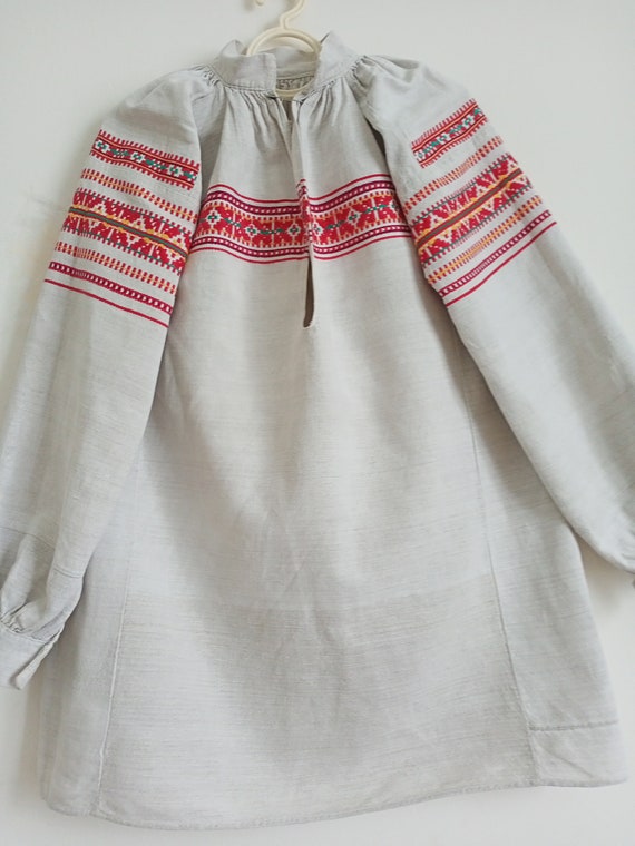 715 Shirt linen woven vintage Dress Ukrainian old… - image 6
