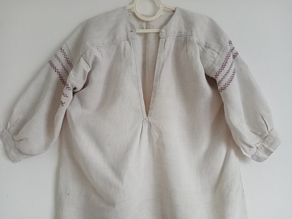 865 Shirt mens linen woven antique Tunic universa… - image 10