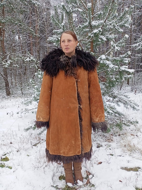 Sheepskin coat handmade antique Outerwear winter v