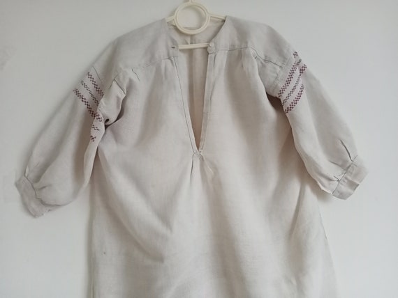 865 Shirt mens linen woven antique Tunic universa… - image 1