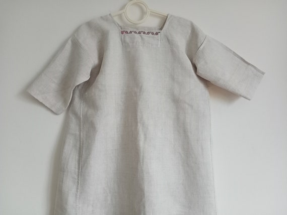 587 Dress rural archaic Shirt linen woven antique… - image 1