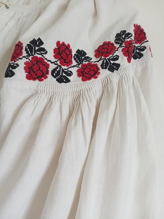 306 Shirt linen Ukrainian antique Dress embroider… - image 4