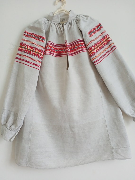 715 Shirt linen woven vintage Dress Ukrainian old… - image 10