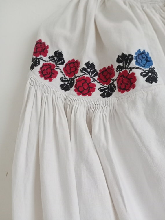 306 Shirt linen Ukrainian antique Dress embroider… - image 5