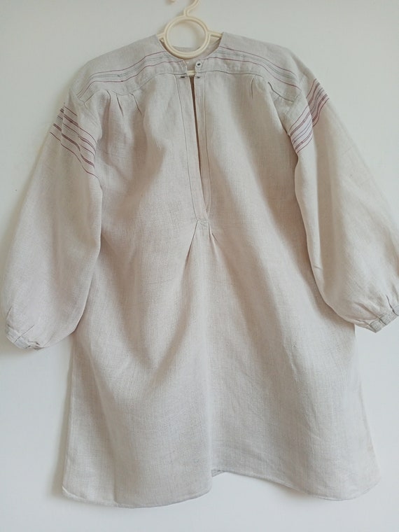 813 Tunic linen woven old Shirt Ukrainian antique… - image 8