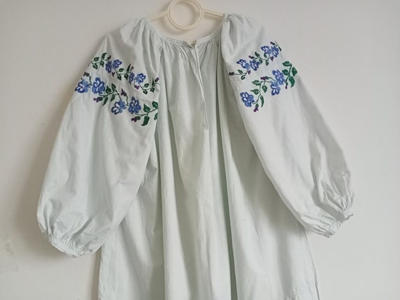 837 Shirt blue embroidered antique Dress Ukrainia… - image 8