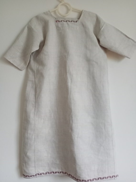 587 Dress rural archaic Shirt linen woven antique… - image 5