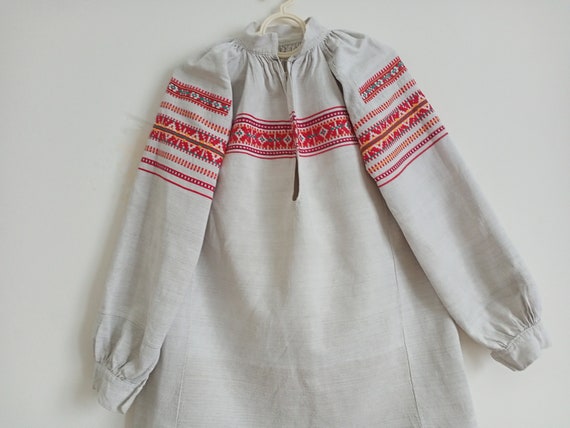 715 Shirt linen woven vintage Dress Ukrainian old… - image 8