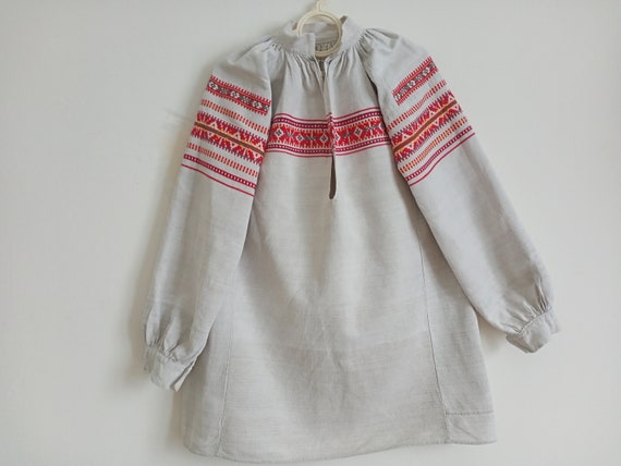715 Shirt linen woven vintage Dress Ukrainian old… - image 1