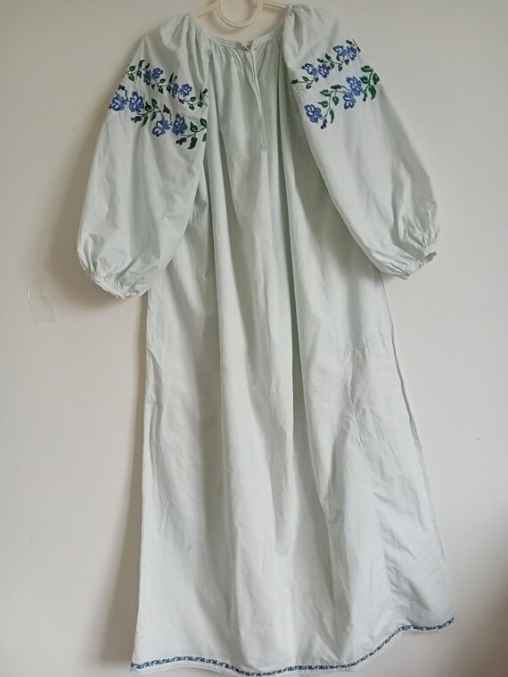 837 Shirt blue embroidered antique Dress Ukrainia… - image 10
