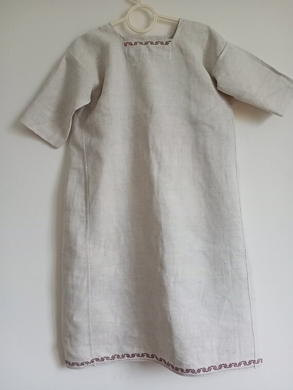 587 Dress rural archaic Shirt linen woven antique… - image 6
