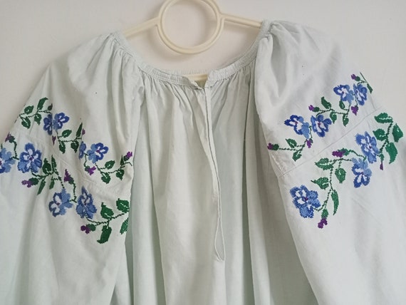 837 Shirt blue embroidered antique Dress Ukrainia… - image 2