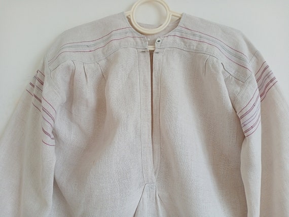 813 Tunic linen woven old Shirt Ukrainian antique… - image 2