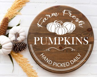 Farm Fresh Pumpkin Sign SVG, Fall Autumn Design, Farmhouse Style, Wall Decor, svg, eps, ai and png