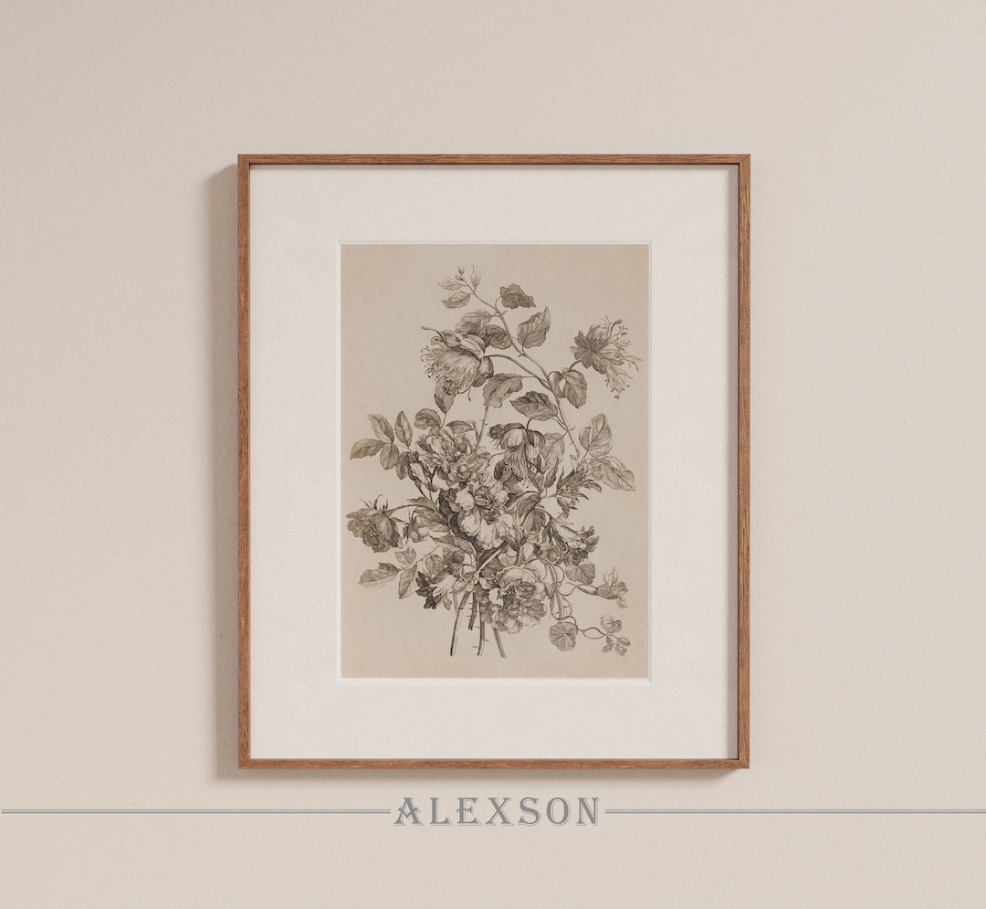 Antique Flower Bouquet Print I Floral Wall Art | Peonies and Roses ...
