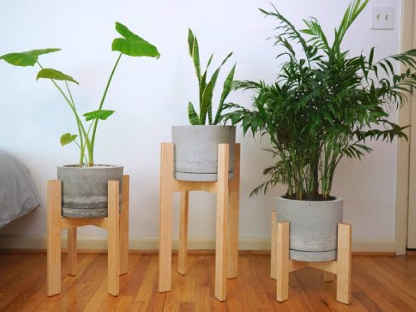 100 Natürlicher Pflanzenständer aus Holz Mid Century Modern Etsy